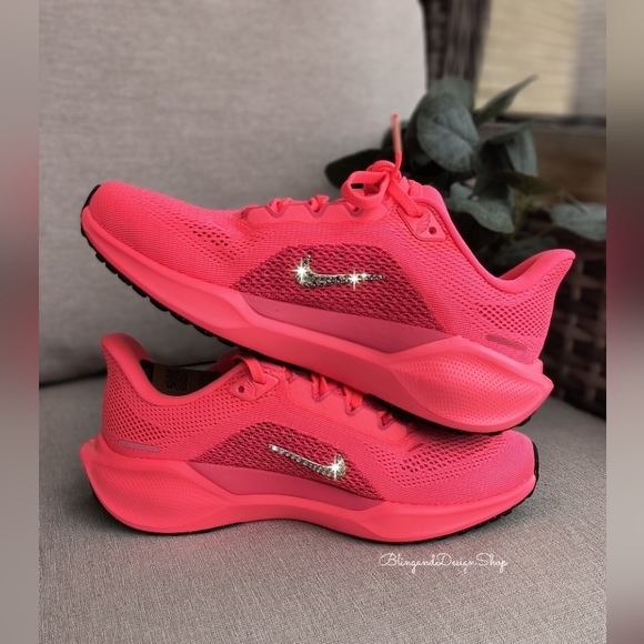 Bling Nike Pegasus 41 Womens Pink Sneakers Shoes Customized with Crystals - Picture 9 of 9